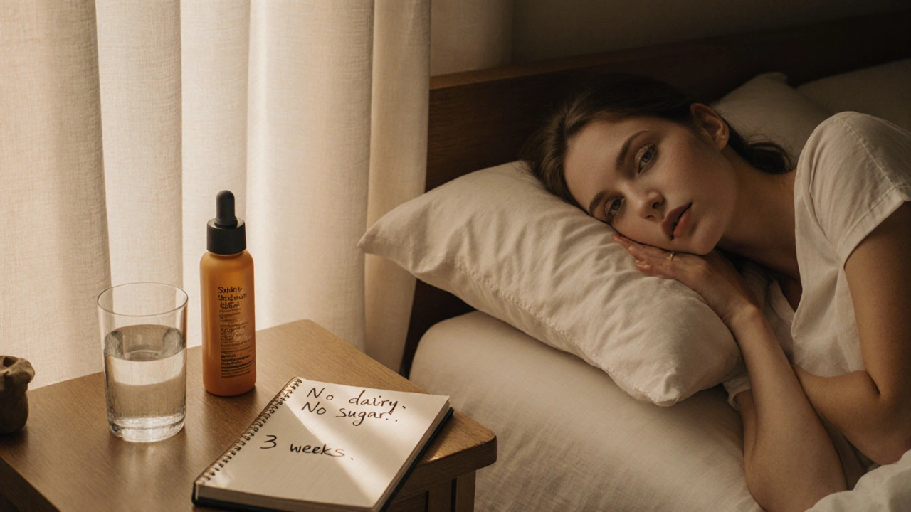 Человек спит на бамбуковой наволочке, рядом — стакан воды и солнцезащитный крем, тёплый свет утра.