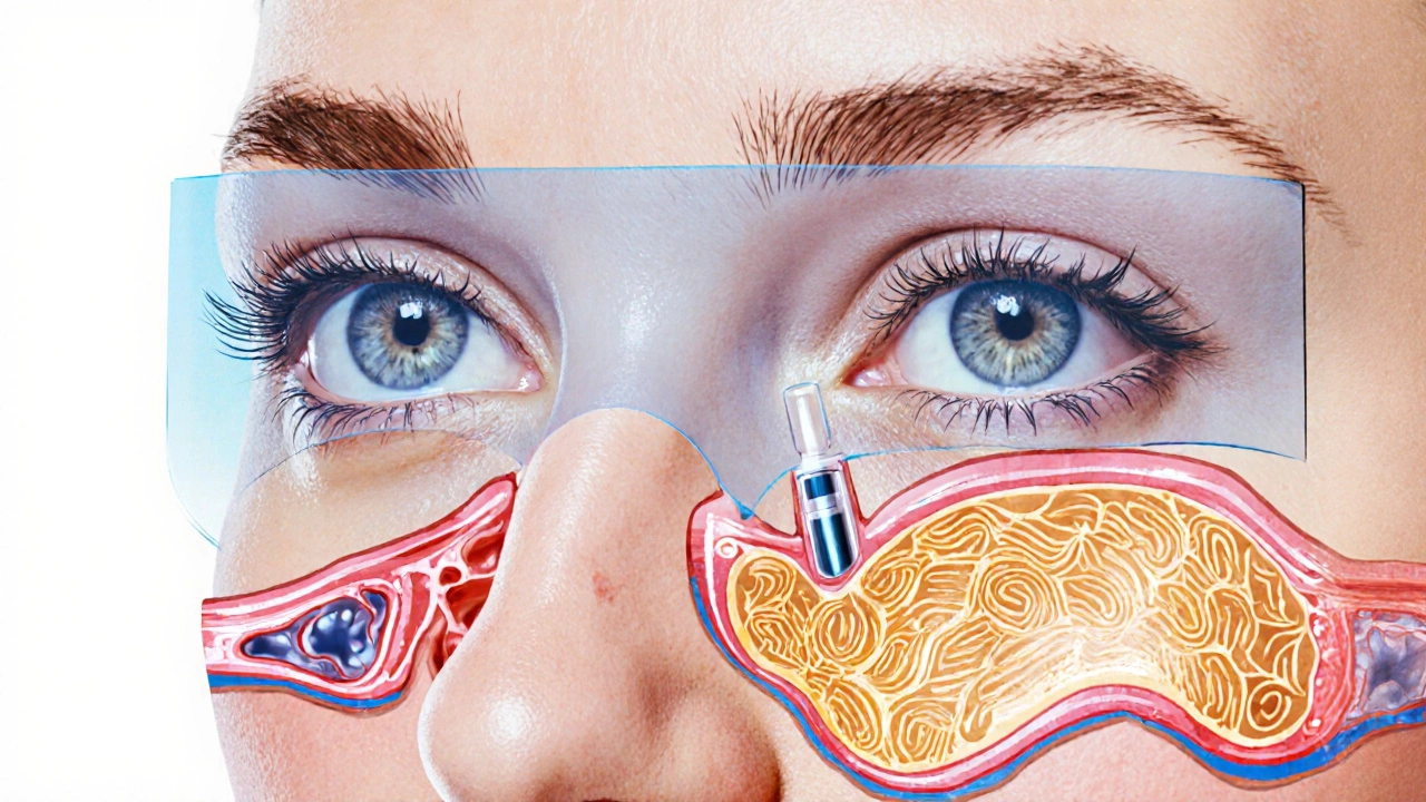 Разрез кожи с введением филлера под глубокими складками носогубной области