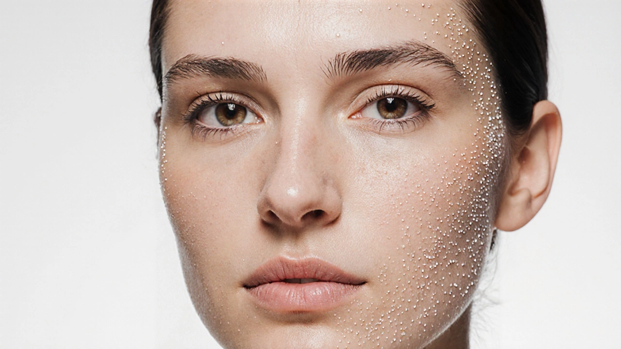 Сравнение состояния кожи до и после курса ухода: тусклость и сияние.