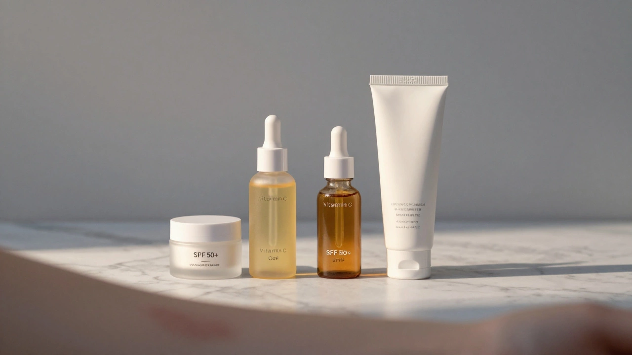 Ежедневный уход: утренняя и ночная сыворотки с SPF и увлажнением на поверхности.