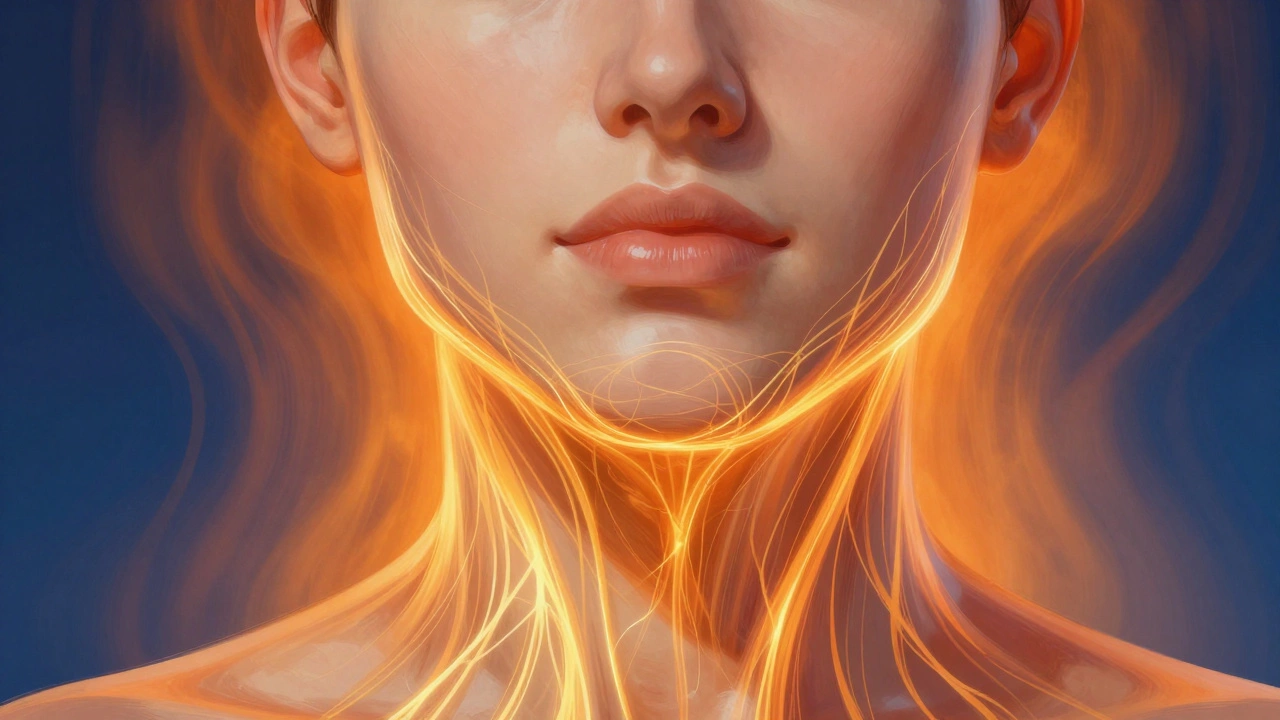 Тепловые волны стимулируют коллаген под кожей лица и шеи при радиочастотном лифтинге.