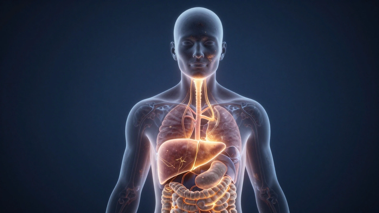 Концептуальная иллюстрация связи печени и эндокринной системы с пигментацией кожи