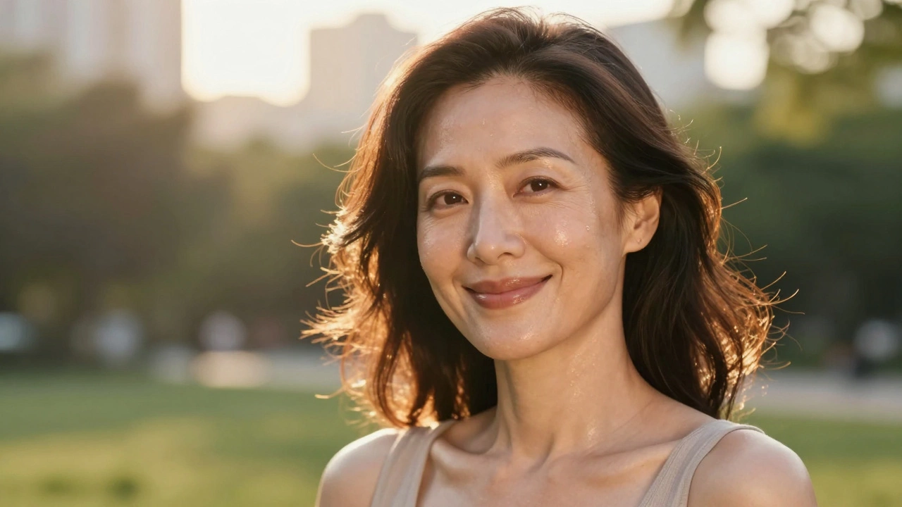 Портрет женщины с сияющей и увлажненной кожей при естественном солнечном свете