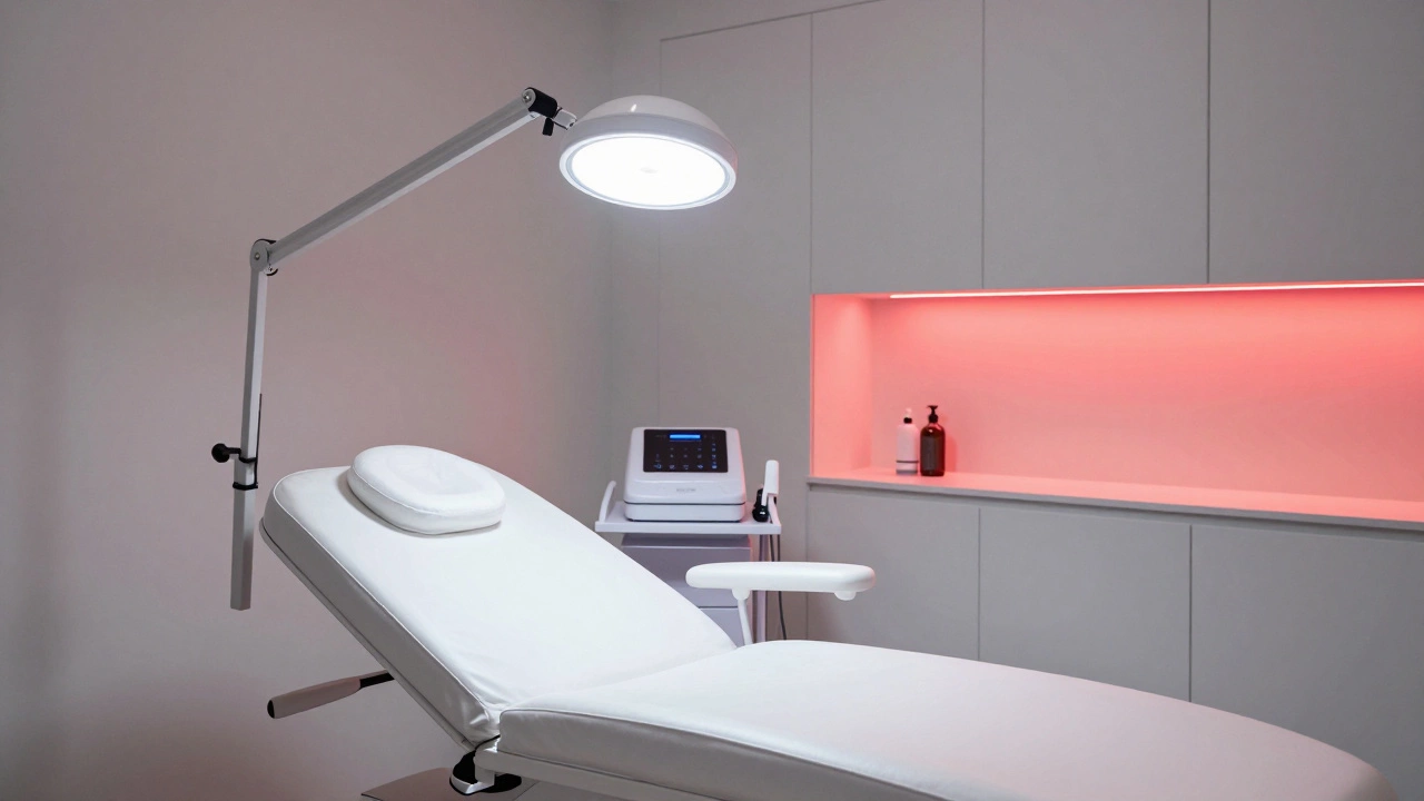 Профессиональный кабинет косметолога с кушеткой, лампой и LED-панелью