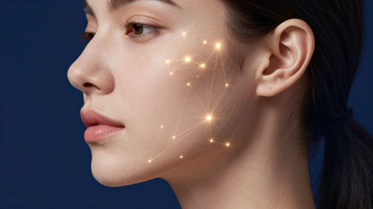 Схематичное изображение точек поддержки лица для создания естественного лифтинга